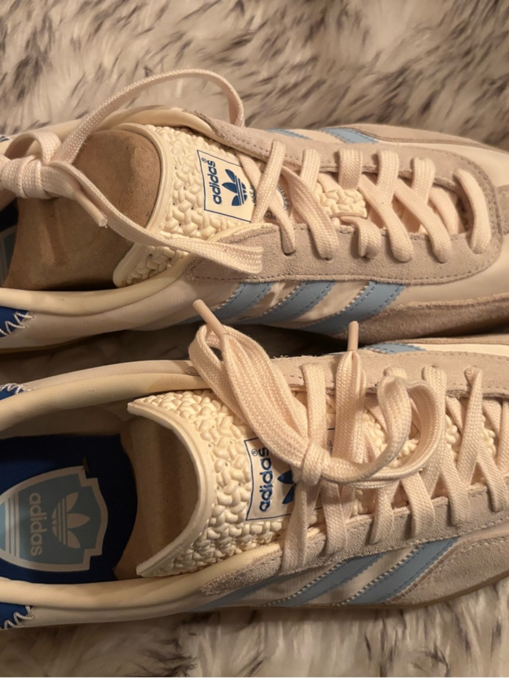 adidas Gazelle Cream Blue Gum Athletic Shoes - Picture 2 of 5